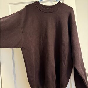 SKIMS Men's Crewneck Sweater in Dark Brown